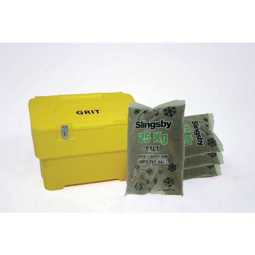 Salt and Grit Bin with Optional Locking Yellow 115L 395092 | HC Slingsby PLC