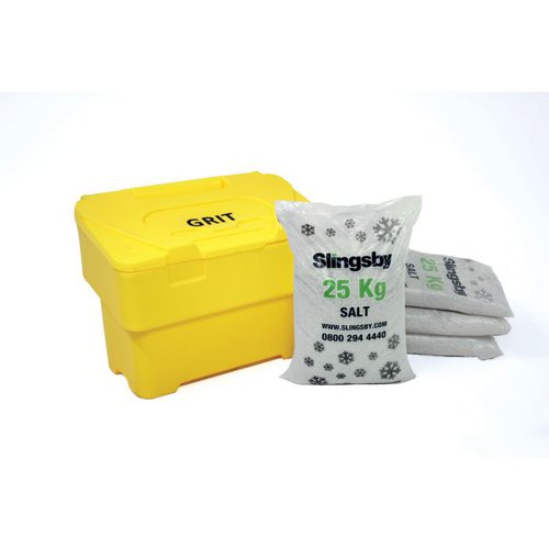 Salt and Grit Bin Supplied with Salt Yellow 115L 395095 | HC Slingsby PLC