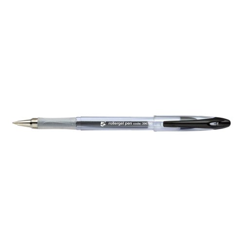 FS396780 | 5 Star Office high quality gel rollerball pens with smooth quick drying ink preventing smears and smudges. Complete with rubber grip for comfortable writing. The clear shatterproof barrels allow for monitoring ink levels. Clear ventilated cap with ink colour indicating nib protector and clip.