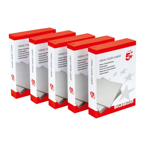 5 Star Copier Paper A4 80gsm White Ream-Wrapped (Pack of 2500)