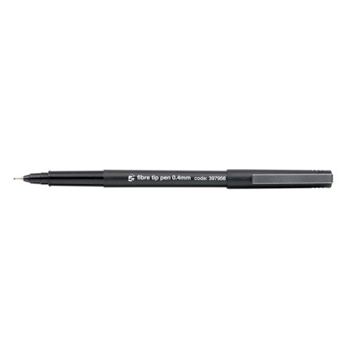 5 Star Office Fibre Tip Pen Medium 0.7mm Tip 0.4mm Line Black (Pack of 12)