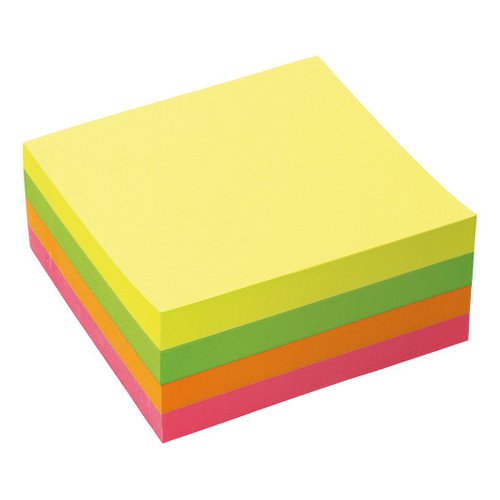 5 Star Office Re-Move Notes Cube Pad of 400 Sheets 76x76mm Neon Rainbow