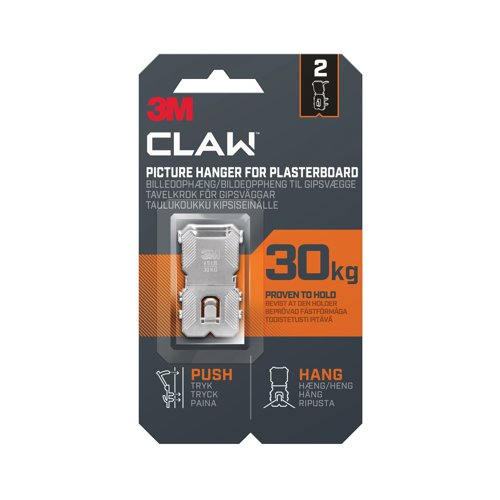 3M Claw Drywall Picture Hanger 30kg (Pack of 2) 7100269195