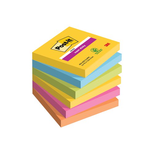 Post-it Super Sticky Notes 76x76mm 90 Sheets Carnival (Pack of 6) 654-6SS-CARN | 3M