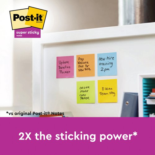 Post-it Super Sticky Notes 76x76mm 90 Sheets Carnival (Pack of 6) 654-6SS-CARN | 3M