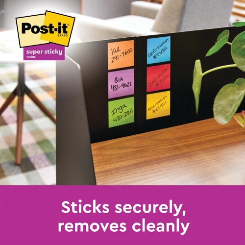 Post-it Super Sticky Notes 76x76mm 90 Sheets Carnival (Pack of 6) 654-6SS-CARN