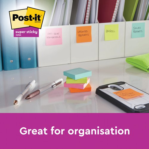 Post-it Super Sticky Notes 76x76mm 90 Sheets Carnival (Pack of 6) 654-6SS-CARN