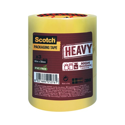 Scotch Packaging Tape Heavy 50mmx66m Clear (Pack of 3) H5066T3