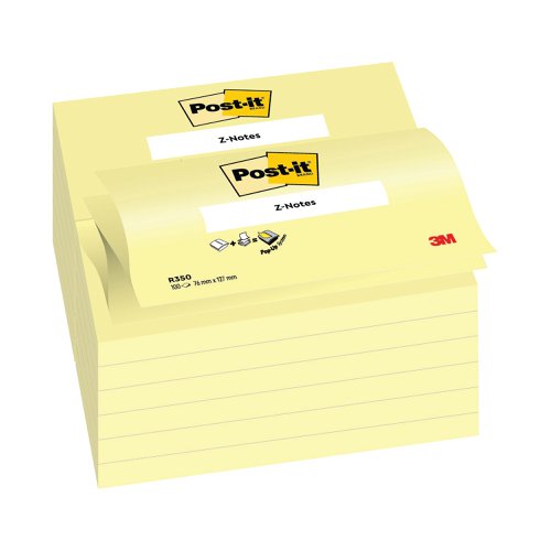 Post-it Z-Notes 76x127mm Canary Yellow (12 Pack) R350Y