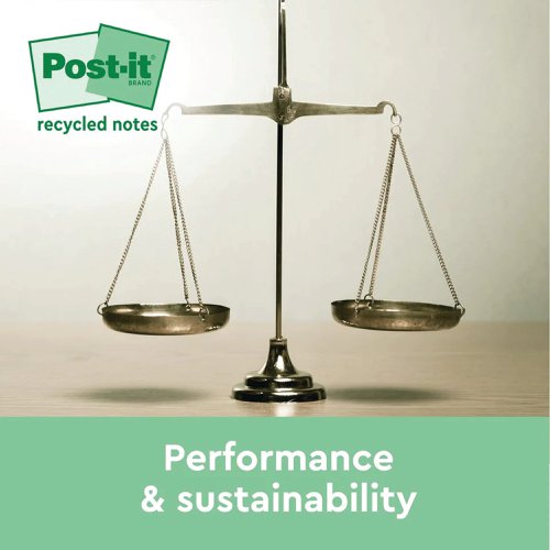 Post-it Super Sticky Recycle 47.6x47.6 Cardboard Packaging Assorted (Pack of 12) 622RSS12COL | 3M