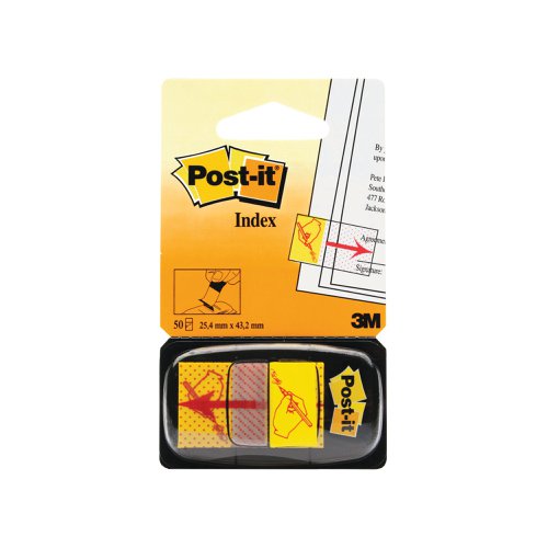 Post-it Index Tabs Sign Here Yellow (50 Pack) 680-9 | 3M06269 | 3M