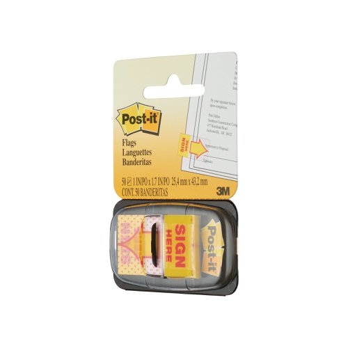 Post-it Index Tabs Sign Here Yellow (50 Pack) 680-9 3M06269