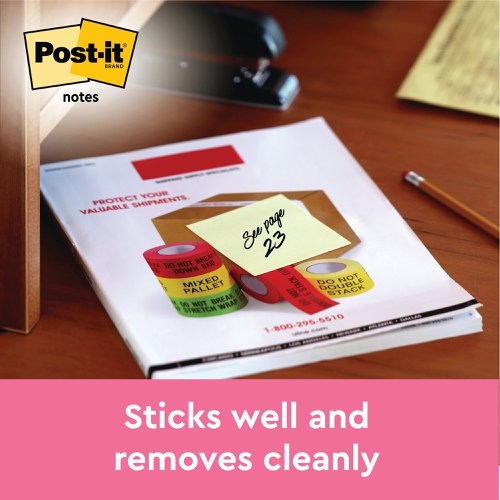 Post-it Z-Notes 76x76mm 100 Sheets Cardboard Packaging Canary Yellow (Pack of 12) R330-CY