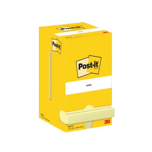 Post-it Notes 76x76mm 100 Sheets Cardboard Packaging Canary Yellow (Pack of 12) 654-CY | 3M