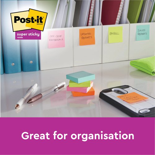 Post-it Super Sticky Notes 76x127mm 90 Sheets Cardboard Packaging Ultra Yellow (Pack of 12) 655-S