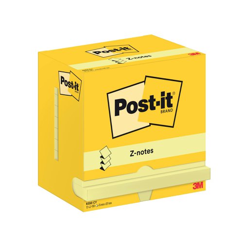 Post-it Z-Notes 76x127mm 100 Sheets Cardboard Packaging Canary Yellow (Pack of 12) R350 CY