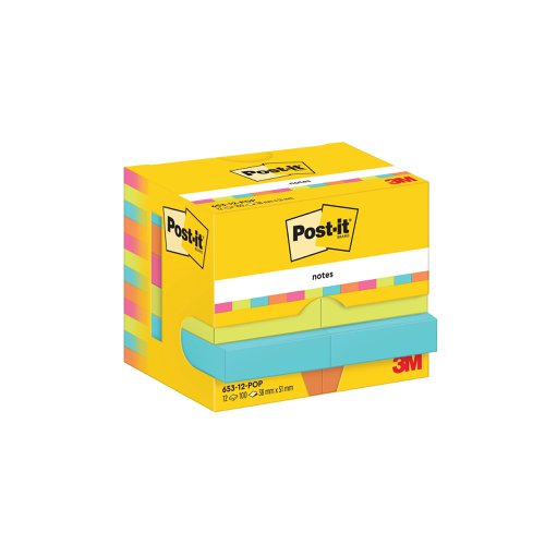 Post-it Notes 38x51mm 100 Sheets Cardboard Packaging Poptimistic (Pack of 12) 653-12-POP