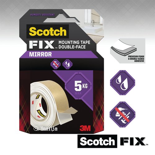 Scotch-Fix Mirror Double-Sided Mounting Tape 19mmx3m 7100263199