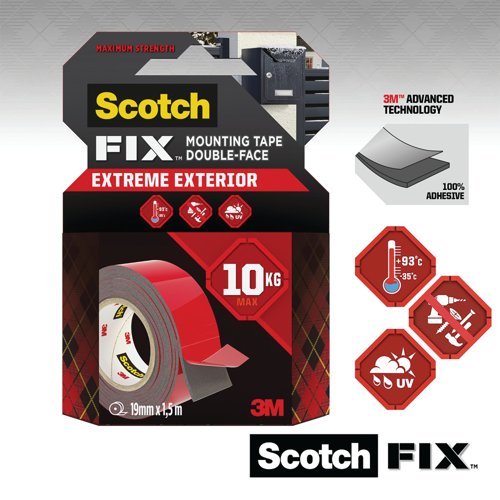 Scotch-Fix Double-Sided Extreme Exterior Mounting Tape 19mmx3m 7100272860