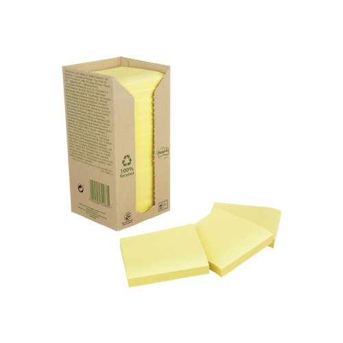 Post-it Notes Recycled Tower 76x76mm Cardboard Packaging Canary Yellow (Pack of 16) 654-1T | 3M