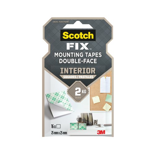 Scotch-Fix Double-Sided Interior Mounting Squares 25x25mm (Pack of 16) 7100263584