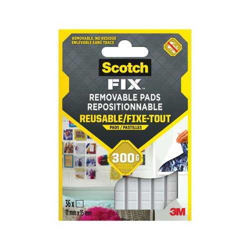 Scotch-Fix Removable Double Sided Adhesive Pads 11x15mm (Pack of 36) 7100263372