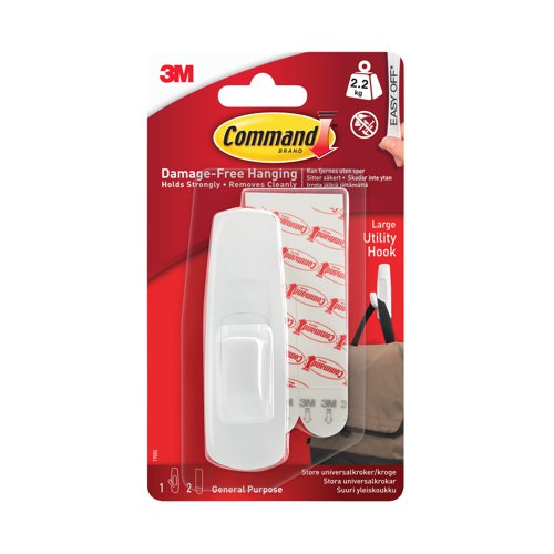 3M Command Adhesive Hook Large White with Two Adhesive Strips 17003 | 3M