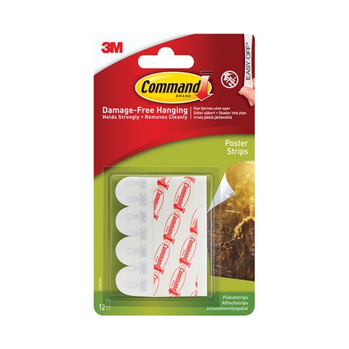 3M Command Adhesive Poster Strips Small (Pack of 12) 17024OFUKN