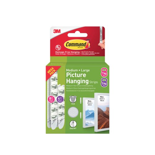 Command Picture Hanging Strips Medium + Large White (Pack of 24) 7100336379