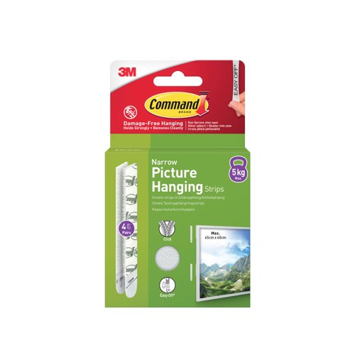 Command Picture Hanging Strips 4 Pairs Narrow White (Pack of 8) 7100337191