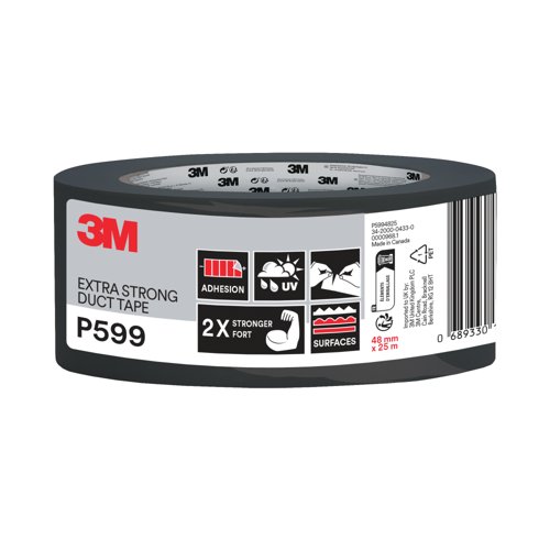 3M Extra Strong Duct Tape P599 Black 48mm x 25m 7100318950