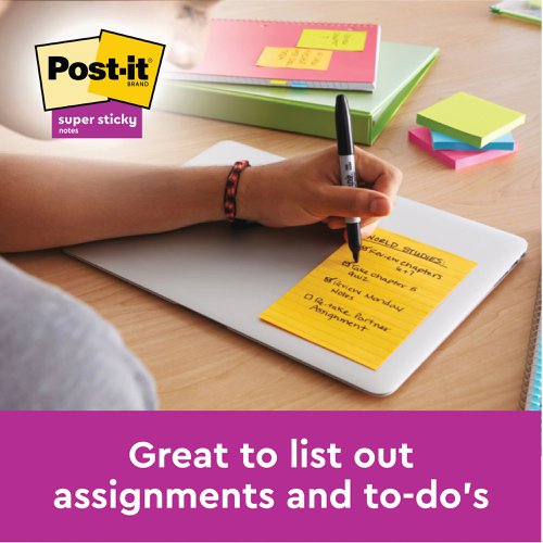 Post-it Notes XXL 101x152mm Lined Neon Assorted (Pack of 6) 660N | 3M