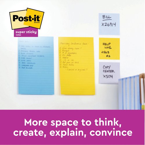 Post-it Notes XXL 101x152mm Lined Neon Assorted (Pack of 6) 660N | 3M