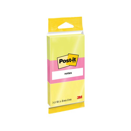 Post-it Neon Colour Notes 38x51mm 100 Sheet Pads Assorted (36 Pack) 6812 | 3M