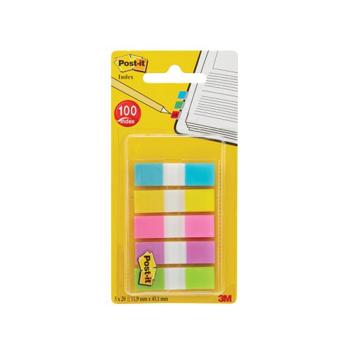 Post-it Portable Small Index 12mm Assorted (Pack of 100) 683-5CBINDEX