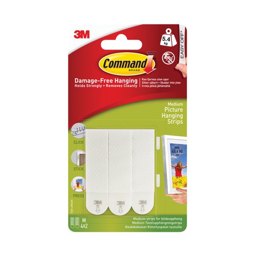 3M Command Picture Hanging Strips Medium (Pack of 4 Pairs) 17201-4PK