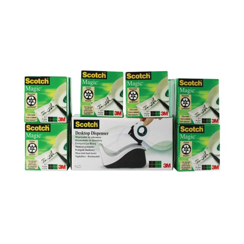 Scotch Magic Tape 810 19mmx33m (Pack of 16) with Free Dispenser 8-1933R16060 Adhesive Tape 3M34916