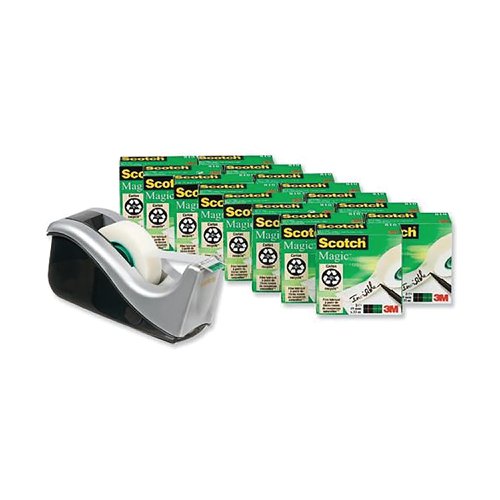 Scotch Magic Tape 810 19mmx33m (Pack of 16) with Free Dispenser 8-1933R16060