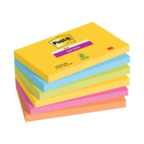 Post-It Super Sticky Notes 76x127mm Rio (Pack of 6) 655-6SS-RIO-EU | 3M