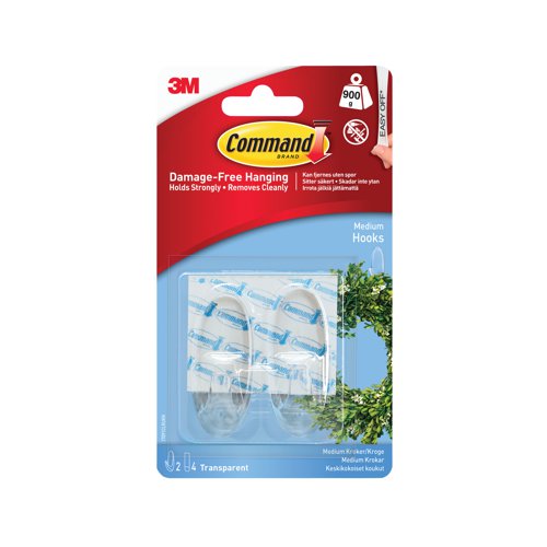 Command Medium Clear Hooks With Clear Strips (Pack of 24) 7100248305