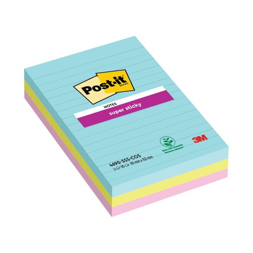 Post-it Notes Super Sticky 101x152mm Cosmic (Pack of 3) 4690-SS3-MIA 3M49872