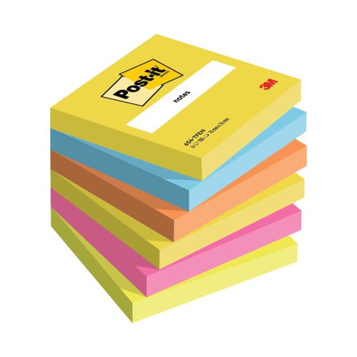 Post-it Notes 76x76mm Assorted Energetic Pack of 6 7100296019