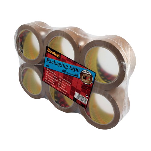 Scotch Packaging Tape Heavy 50mmx66m Brown Pack Of 6 Pvc5066f6 B