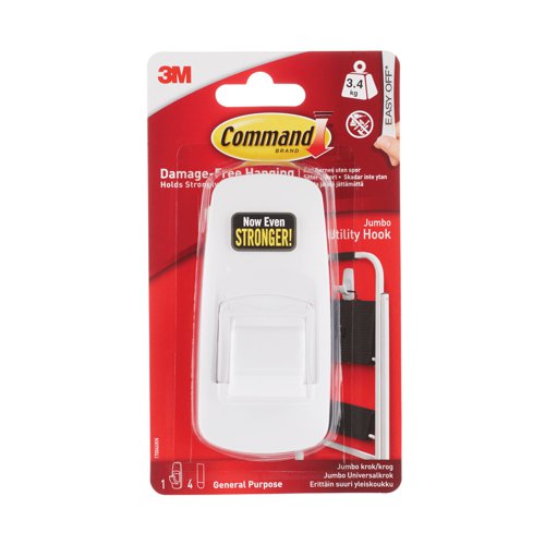 3M Command Adhesive Jumbo Hook with Command Strips 17004 | 3M70534 | 3M