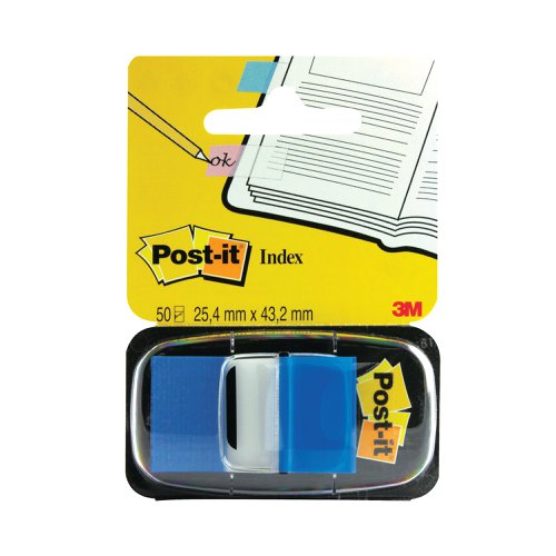 3M Post-it Index Tab 25mm Blue with Dispenser 680-2 | 3M70689 | 3M