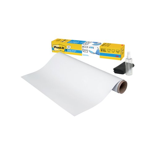 Post-it Easy Erase whiteboard film provides the flexibility to instantly transform work surfaces into a whiteboard, allowing the freedom to write with even a permanent marker without stains. Ideal for collaborative work in the office, classroom and in meetings, the roll can be cut to the size required for a custom whiteboard solution. Supplied in a pack of 6 white rolls each measuring 914mm x 1219mm.