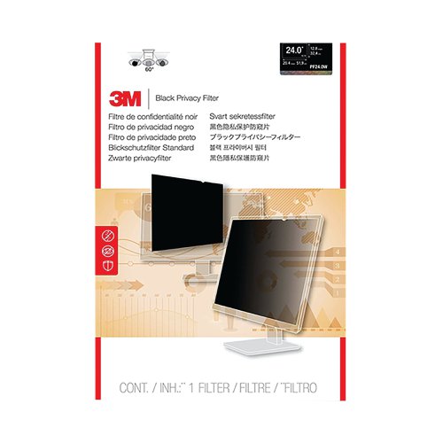 3M Black Privacy Filter for Desktops 24 Inch Widescreen 16:10 PF24.0W | 3M78728 | 3M