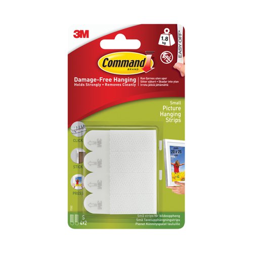 3M Command Picture Hanging Strips Small Pack of 4 17202 Ryman Business UK