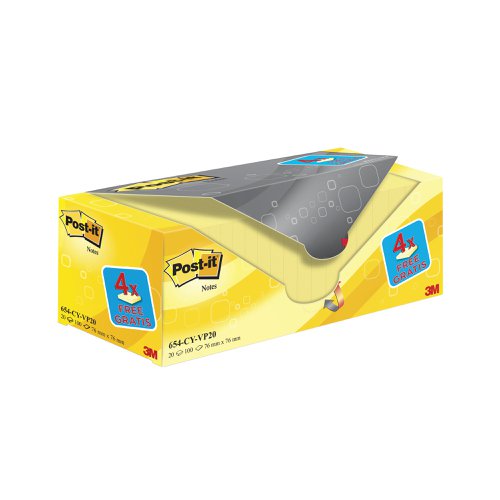 Post-it Notes 76x76 mm Canary Yellow (Pack of 20) Value Pack!