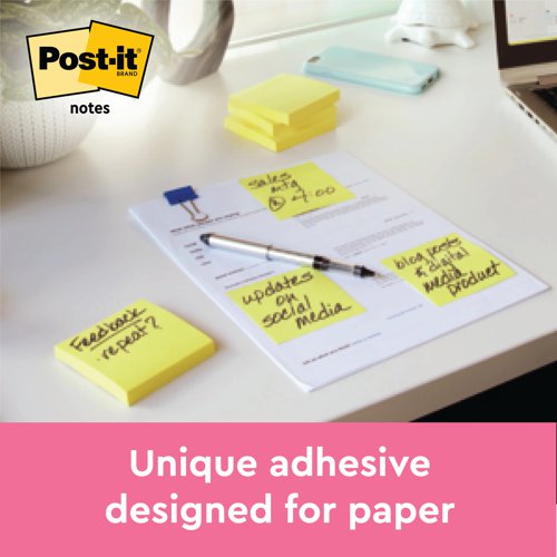 Post-it Notes 76x127mm Canary Yellow VALUE PACK 4 FREE Pads (Pack of 20) 655CY-VP20